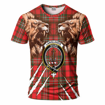 Langlands Tartan Crest T-Shirt Ferocious Lion Style