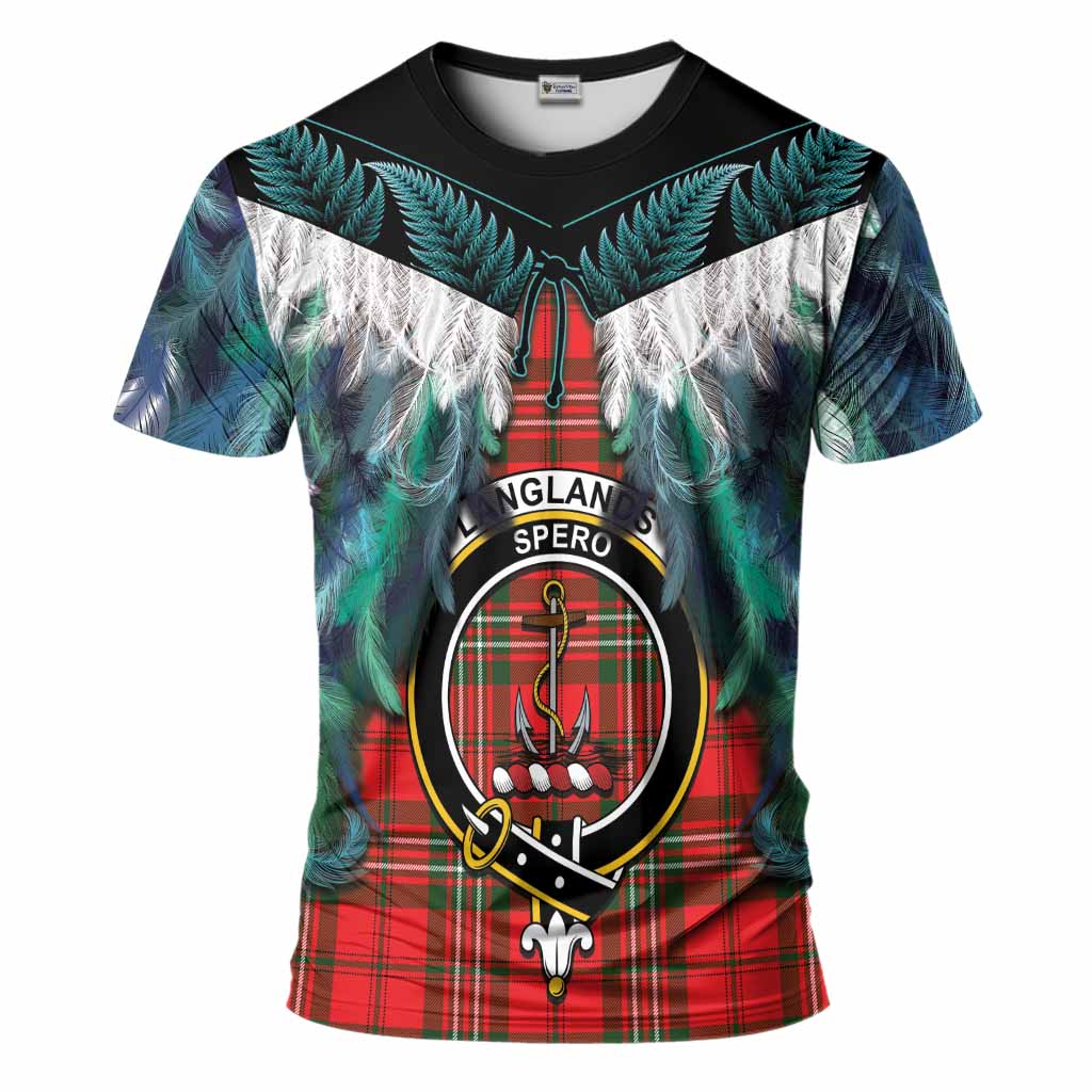 Langlands Tartan Crest T-Shirt New Zealand Maori Korowai Cloak