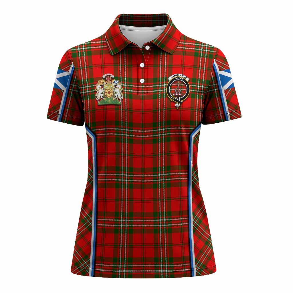 Langlands Tartan Crest Women's Polo Shirt Scotland Coat of Arm Flag Style - Tartan Vibes Clothing