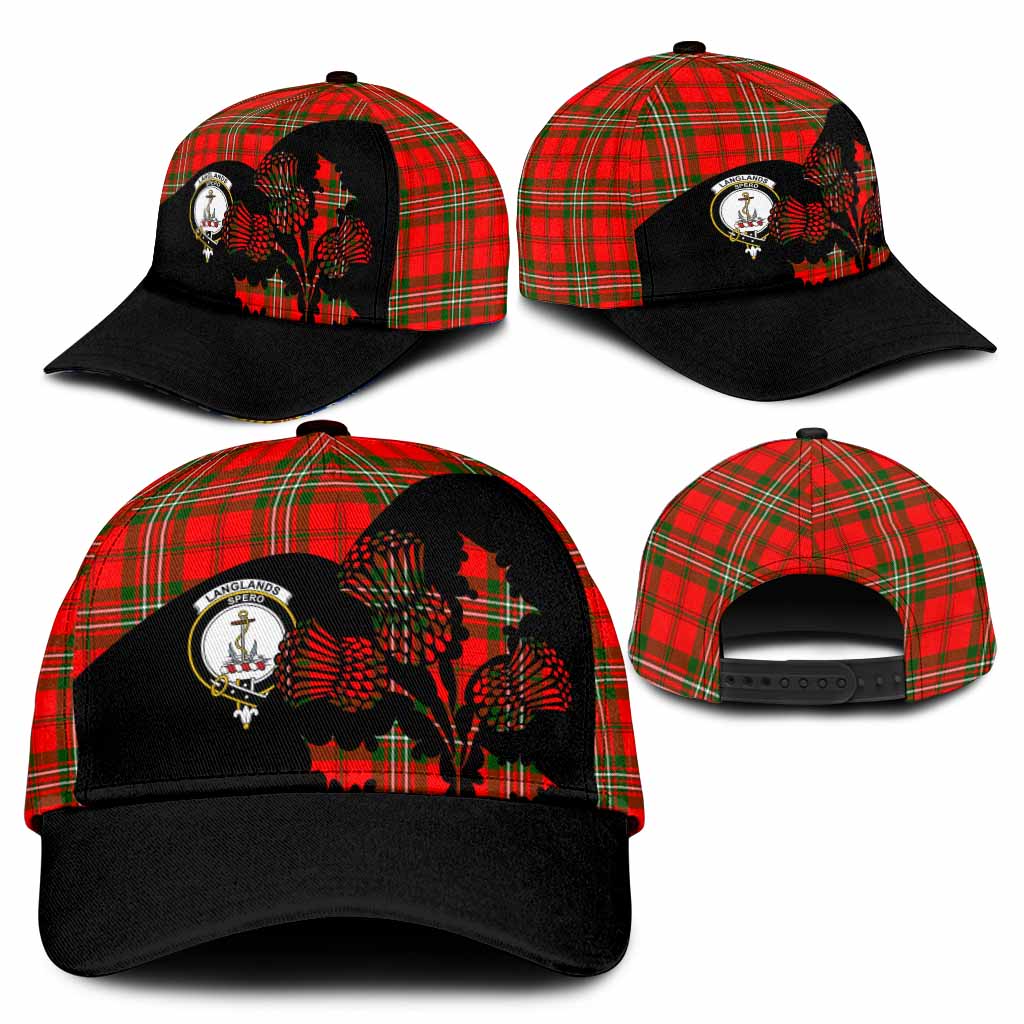 Langlands Tartan Family Crest Classic Cap Scotland Thistle Floral Flag Style