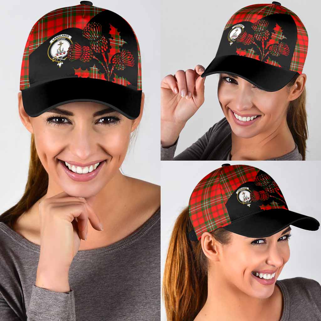 Langlands Tartan Family Crest Classic Cap Scotland Thistle Floral Flag Style