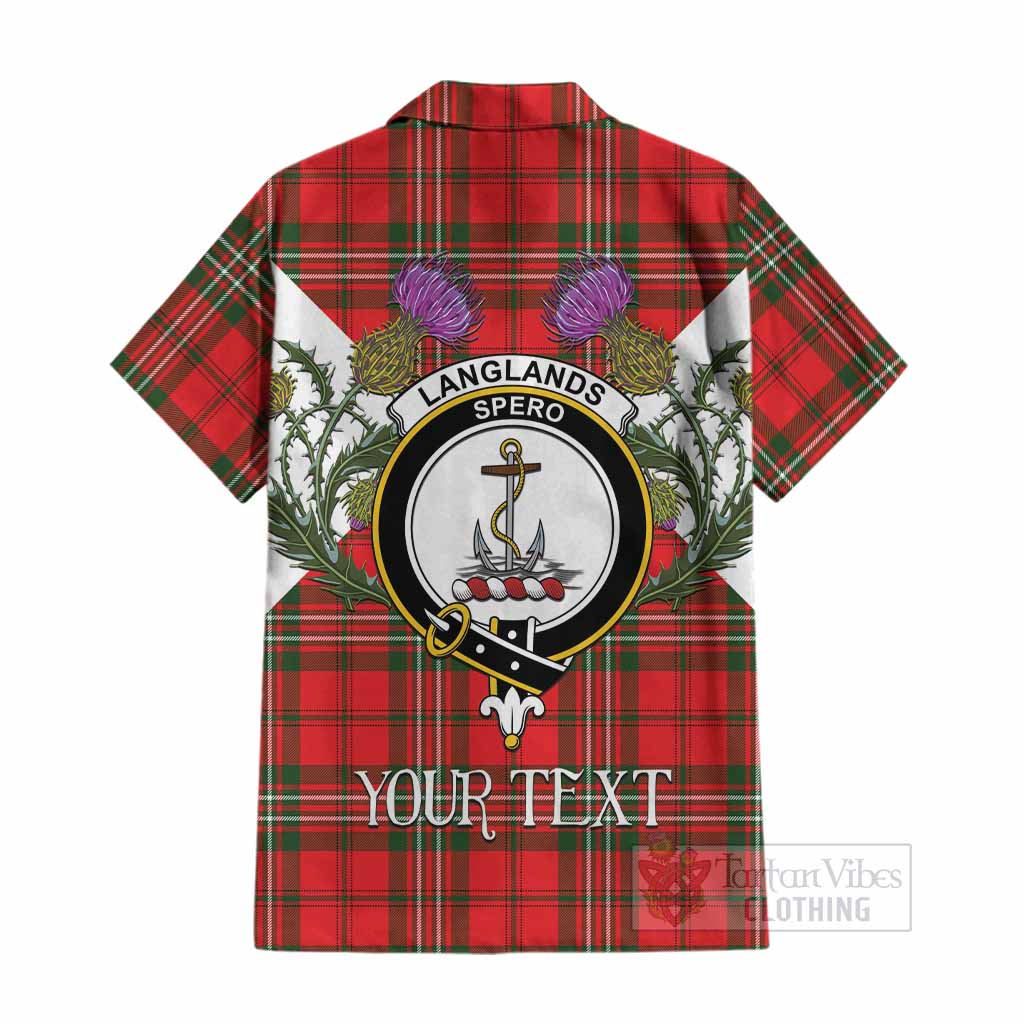 Langlands Tartan Family Crest Cotton Hawaiian Shirt Scottish Burns Night Thistle Floral