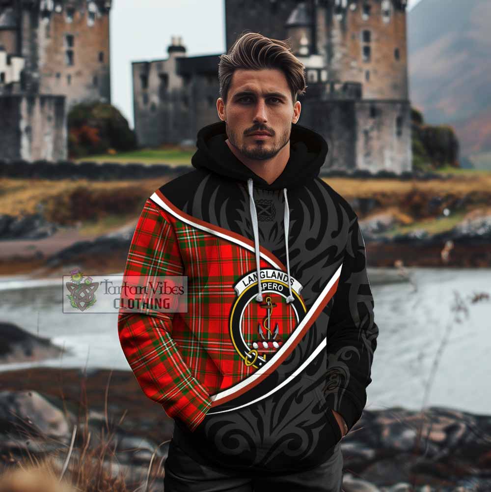 Langlands Tartan Family Crest Cotton Hoodie Celtic Scottish Thistle Floral - Tartan Vibes Clothing