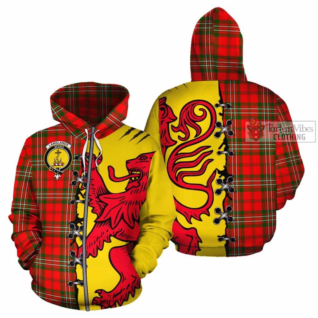 Langlands Tartan Family Crest Cotton Hoodie Lion Rampant Honor - Tartan Vibes Clothing