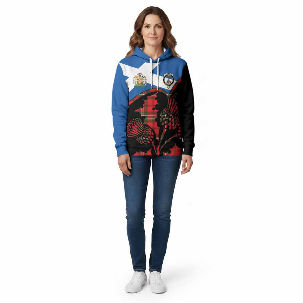 Langlands Tartan Family Crest Cotton Hoodie Scotland Thistle Floral Flag Style