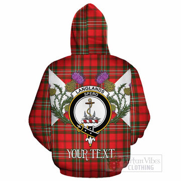 Langlands Tartan Family Crest Cotton Hoodie Scottish Burns Night Thistle Floral