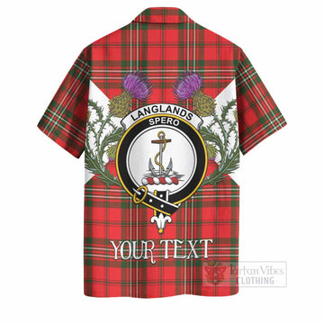 Langlands Tartan Family Crest Hawaiian Shirt Scottish Burns Night Thistle Floral