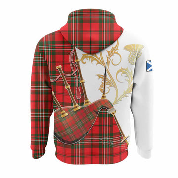 Langlands Tartan Family Crest Hoodie Bagpipes with Scottish Thistle