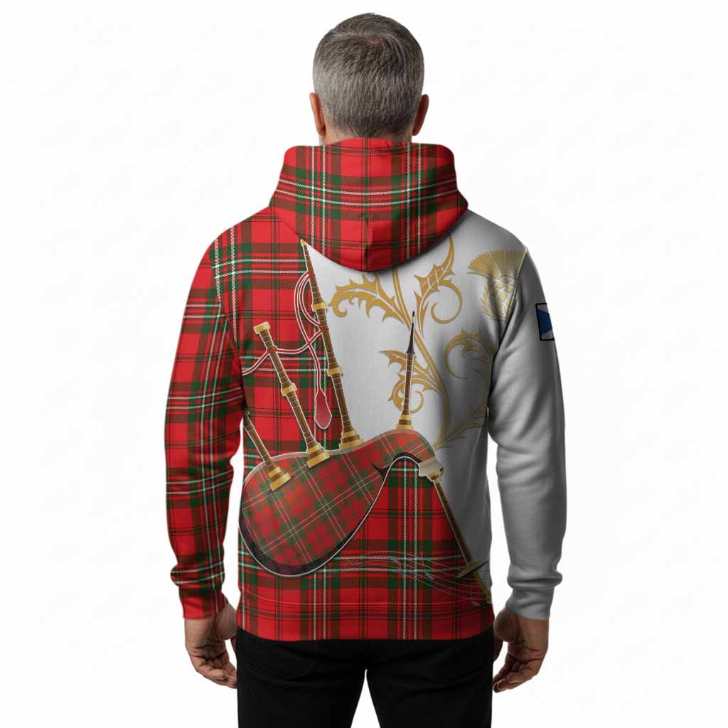 Langlands Tartan Family Crest Hoodie Bagpipes with Scottish Thistle