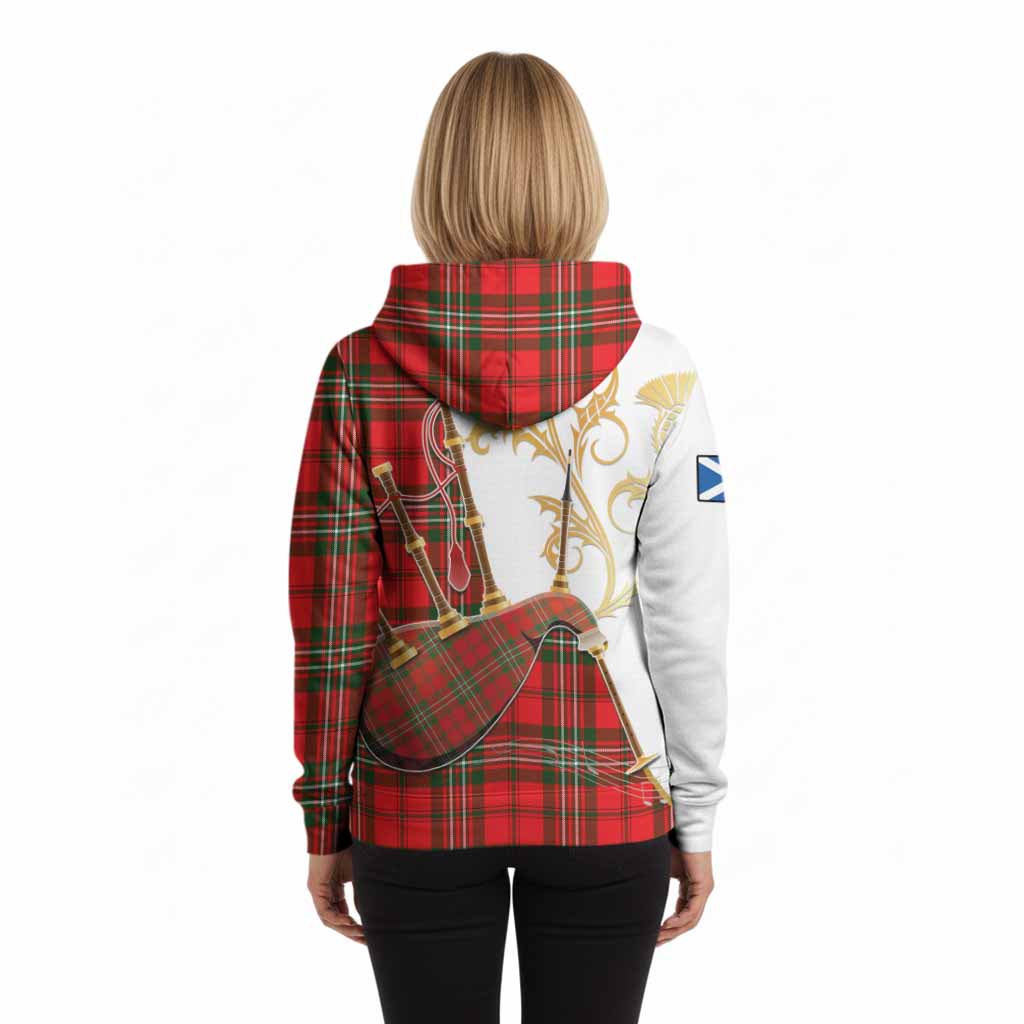 Langlands Tartan Family Crest Hoodie Bagpipes with Scottish Thistle