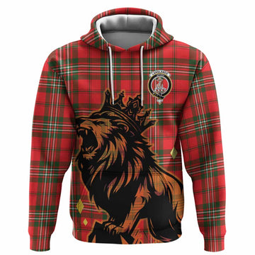 Langlands Tartan Family Crest Hoodie Crowned Lion Roaring