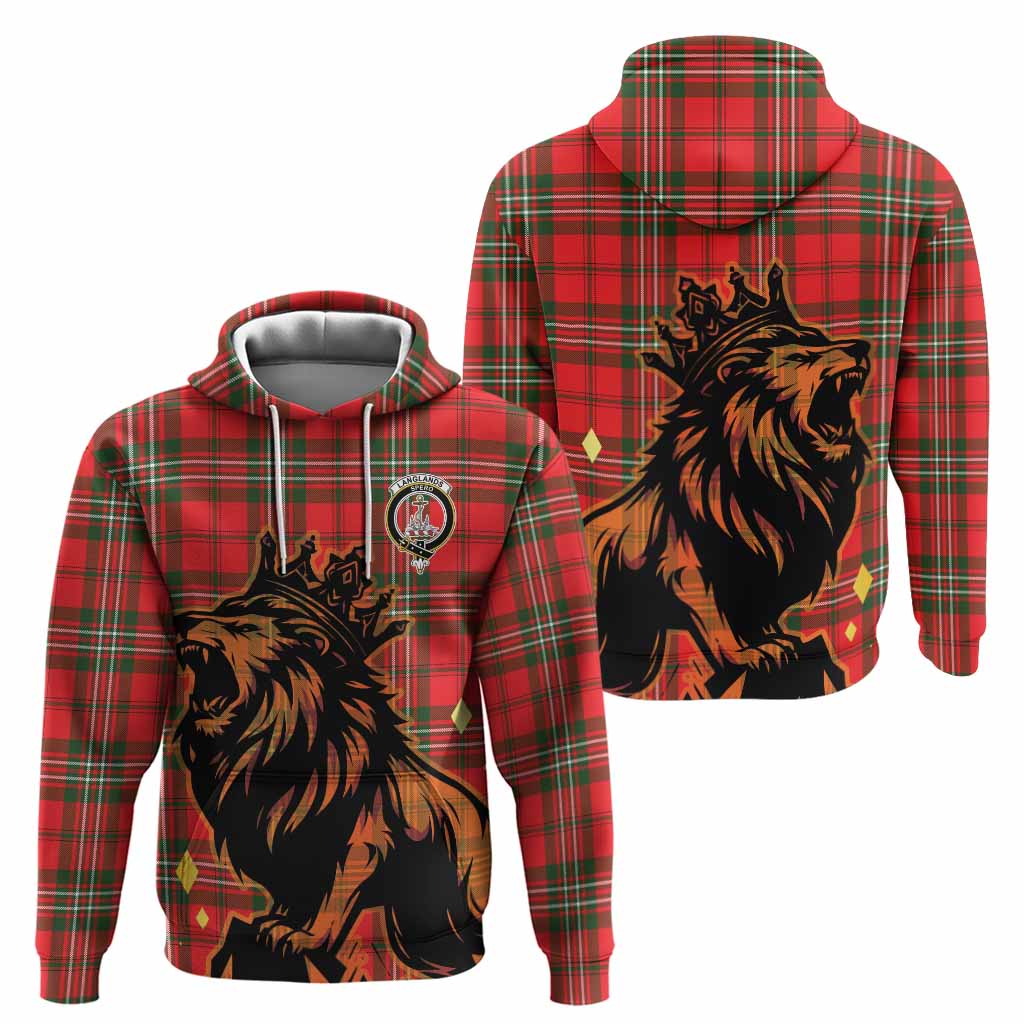 Langlands Tartan Family Crest Hoodie Crowned Lion Roaring