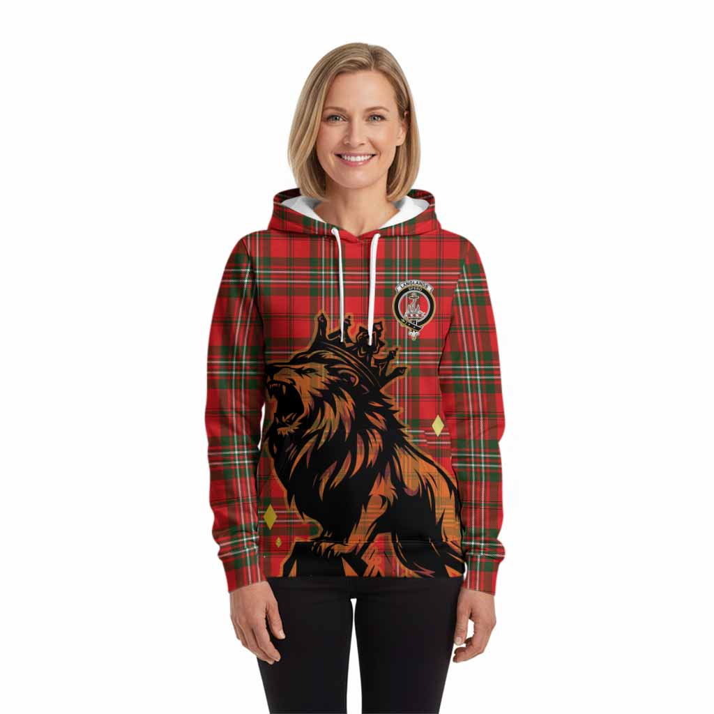 Langlands Tartan Family Crest Hoodie Crowned Lion Roaring