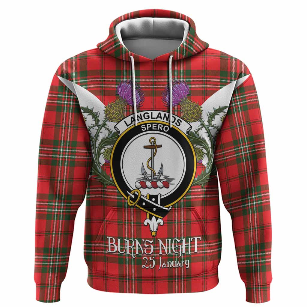 Langlands Tartan Family Crest Hoodie Scottish Burns Night Thistle Floral