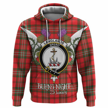 Langlands Tartan Family Crest Hoodie Scottish Burns Night Thistle Floral