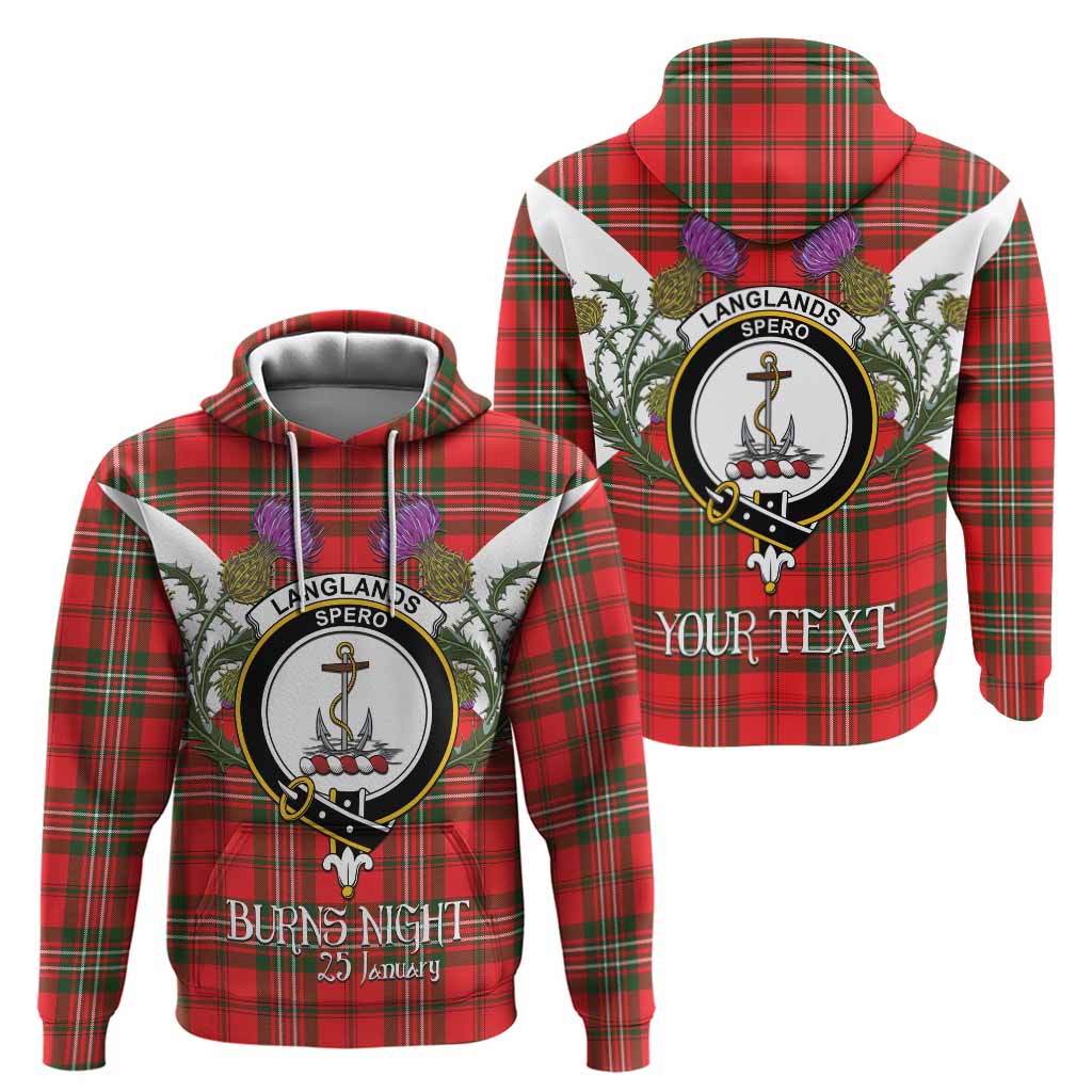 Langlands Tartan Family Crest Hoodie Scottish Burns Night Thistle Floral