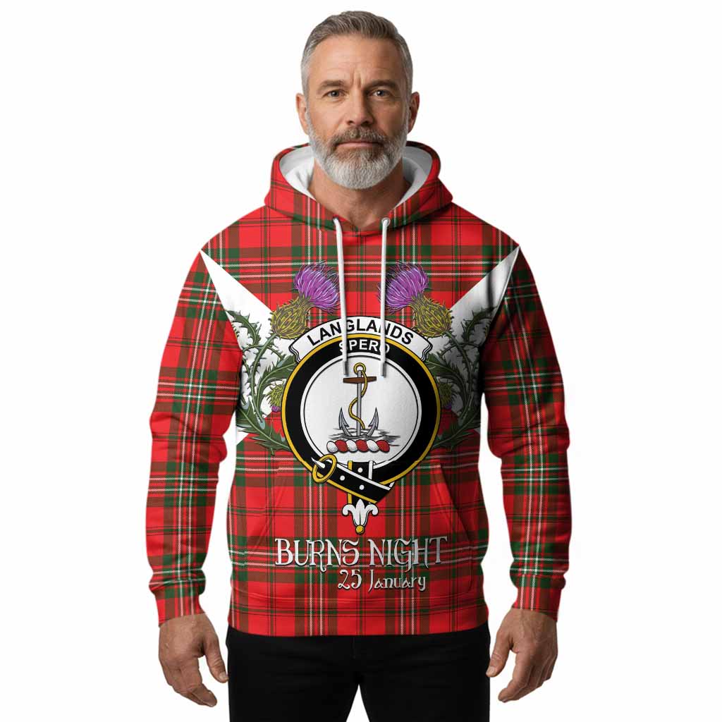 Langlands Tartan Family Crest Hoodie Scottish Burns Night Thistle Floral