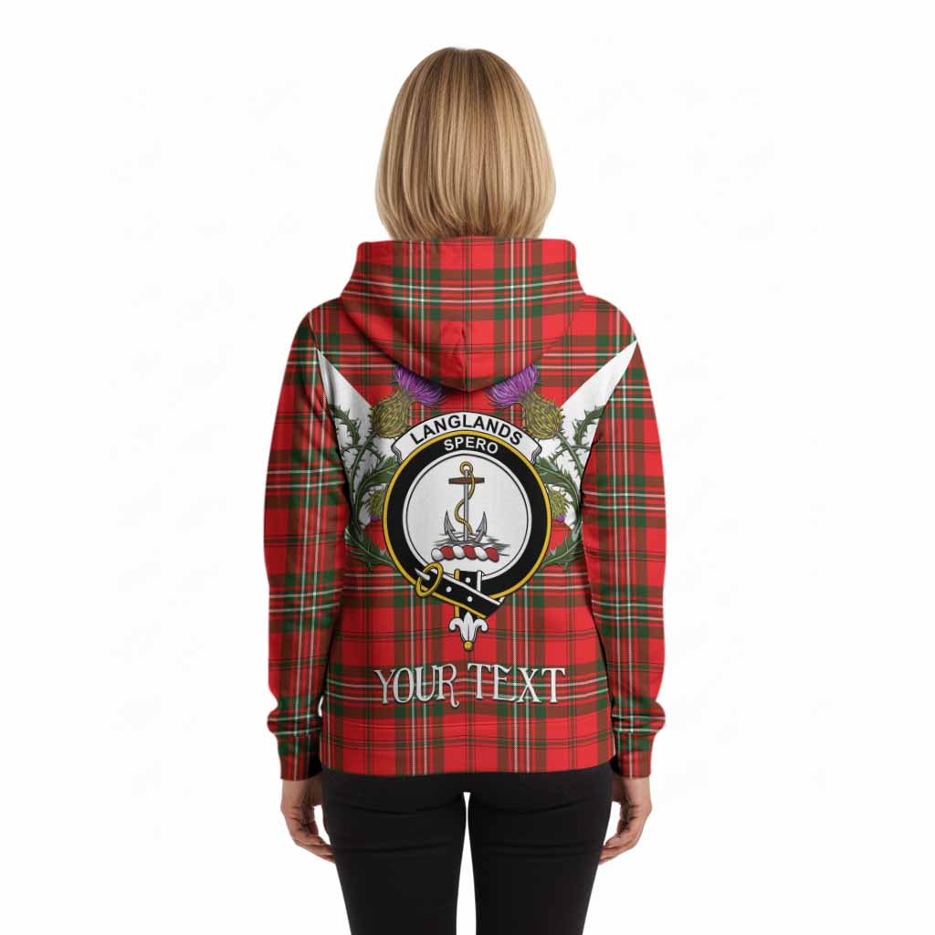 Langlands Tartan Family Crest Hoodie Scottish Burns Night Thistle Floral