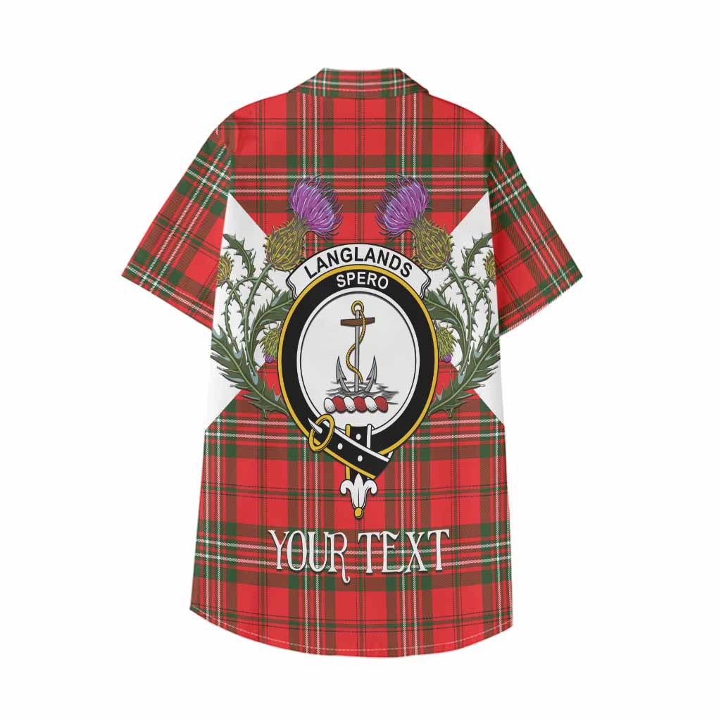 Langlands Tartan Family Crest Kid Hawaiian Shirt Scottish Burns Night Thistle Floral