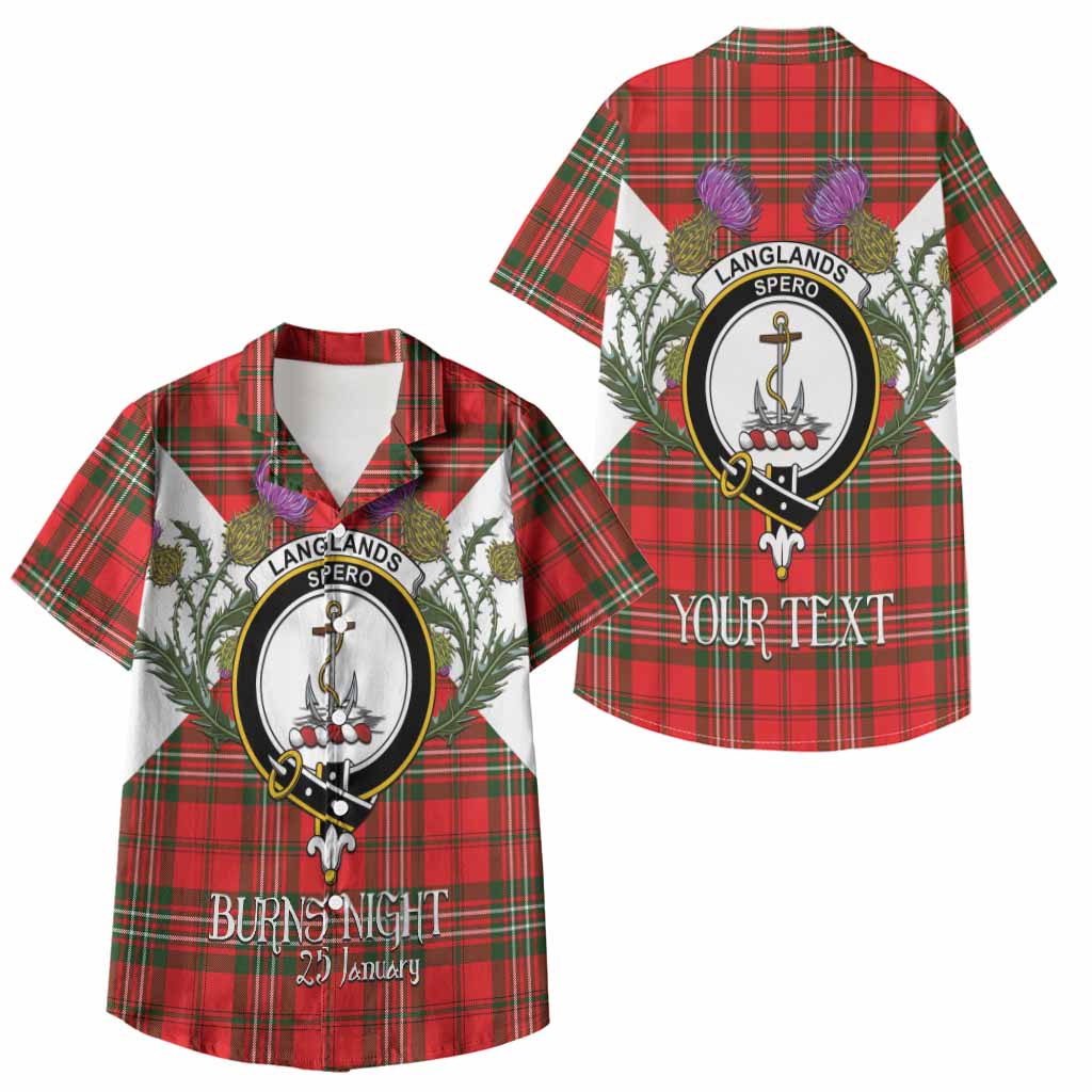 Langlands Tartan Family Crest Kid Hawaiian Shirt Scottish Burns Night Thistle Floral