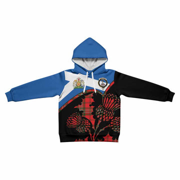 Langlands Tartan Family Crest Kid Hoodie Scotland Thistle Floral Flag Style