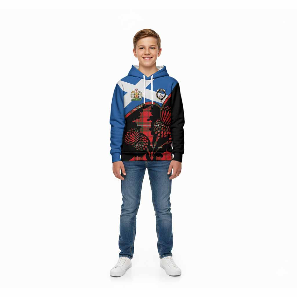 Langlands Tartan Family Crest Kid Hoodie Scotland Thistle Floral Flag Style