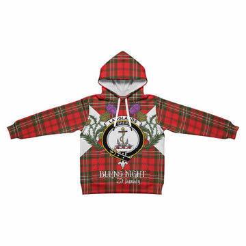 Langlands Tartan Family Crest Kid Hoodie Scottish Burns Night Thistle Floral