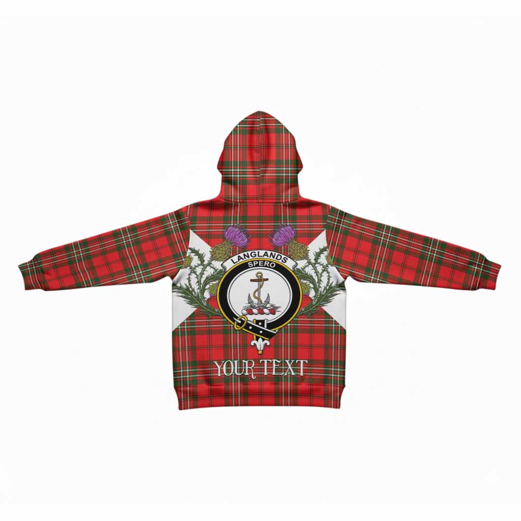 Langlands Tartan Family Crest Kid Hoodie Scottish Burns Night Thistle Floral