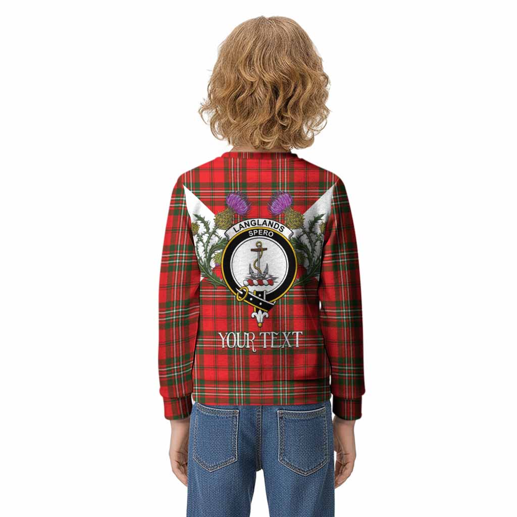 Langlands Tartan Family Crest Kid Knitted Sweatshirt Scottish Burns Night Thistle Floral