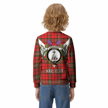 Langlands Tartan Family Crest Kid Knitted Sweatshirt Scottish Burns Night Thistle Floral