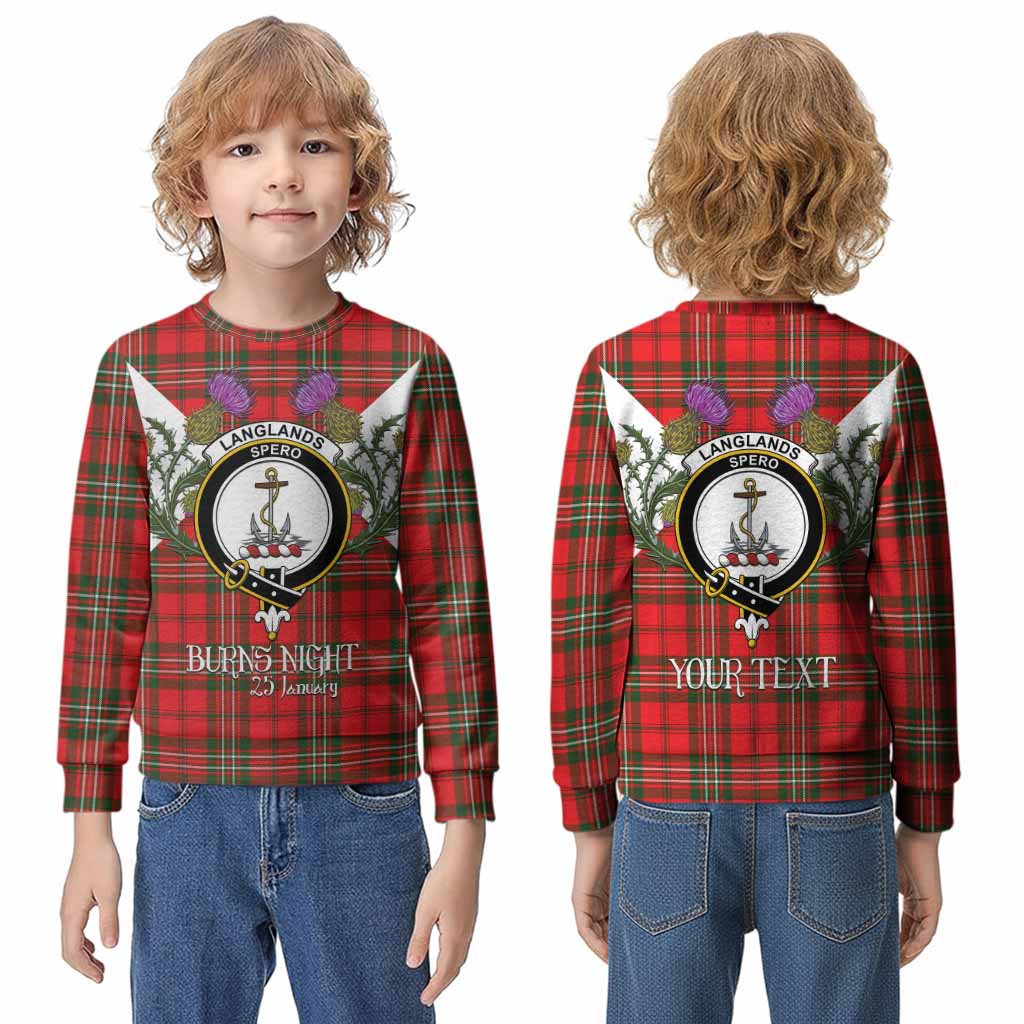 Langlands Tartan Family Crest Kid Knitted Sweatshirt Scottish Burns Night Thistle Floral