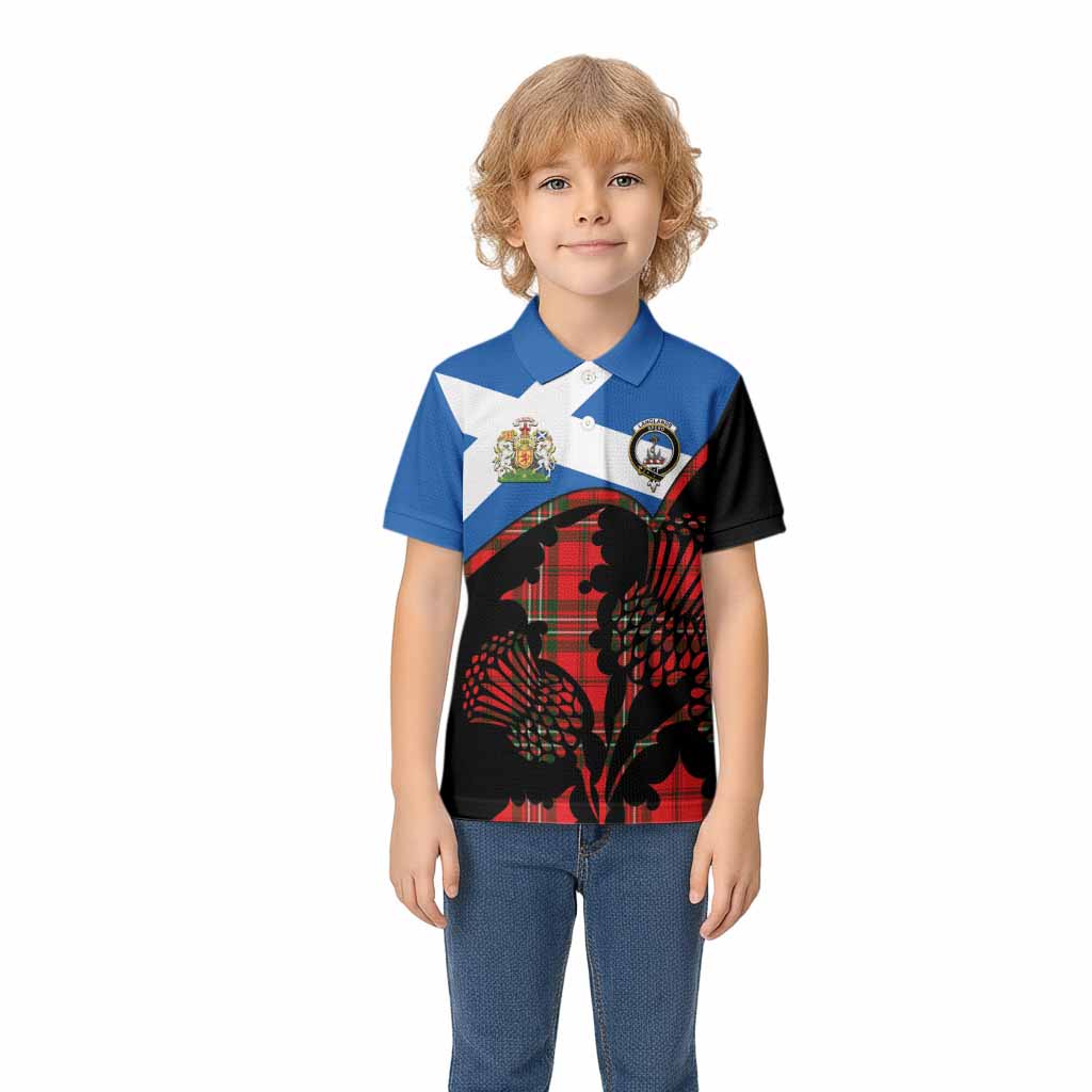 Langlands Tartan Family Crest Kid Polo Shirt Scotland Thistle Floral Flag Style