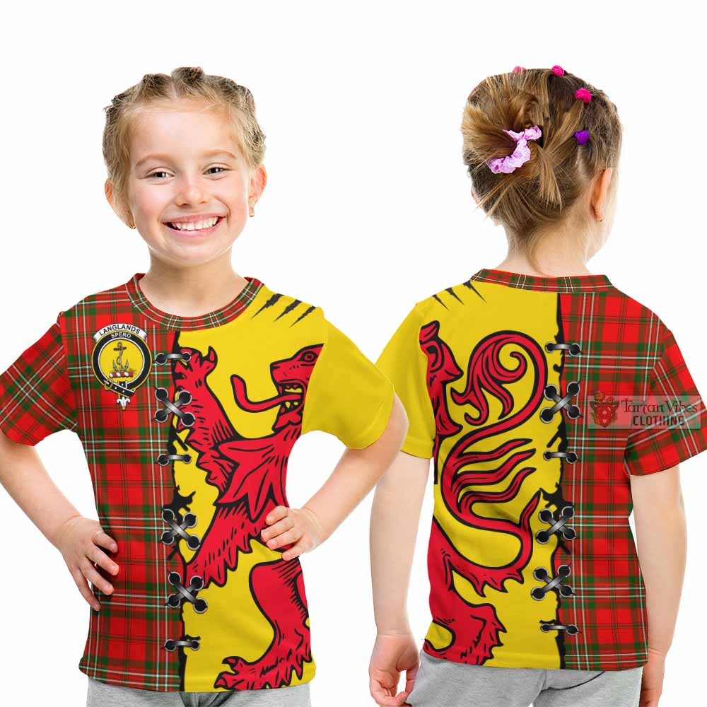 Langlands Tartan Family Crest Kid T-shirt Lion Rampant Honor - Tartan Vibes Clothing