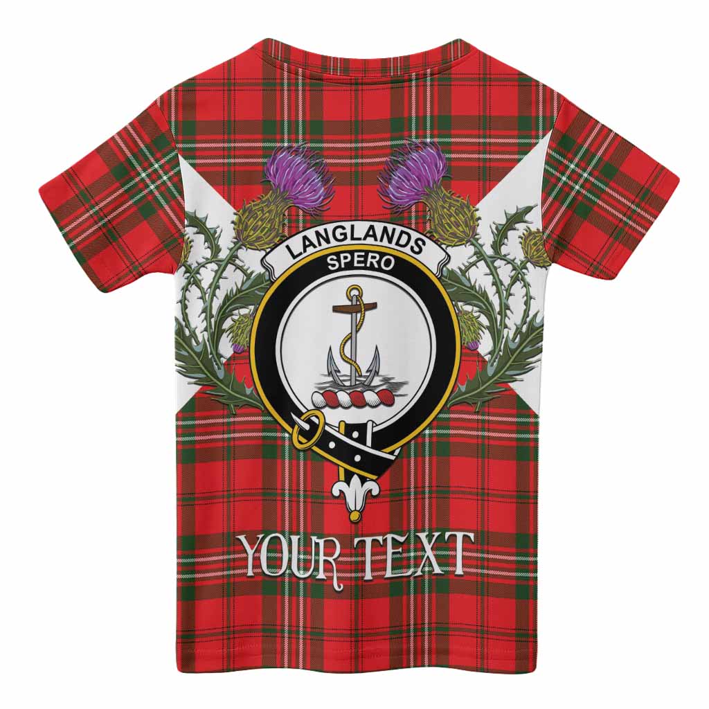 Langlands Tartan Family Crest Kid T-shirt Scottish Burns Night Thistle Floral