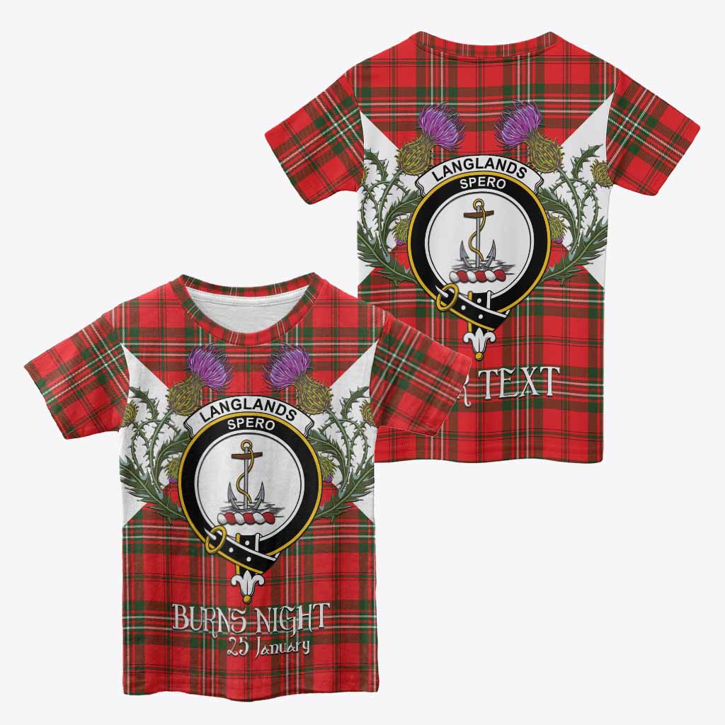 Langlands Tartan Family Crest Kid T-shirt Scottish Burns Night Thistle Floral