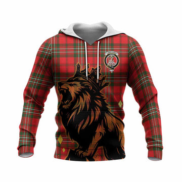 Langlands Tartan Family Crest Knitted Hoodie Crowned Lion Roaring