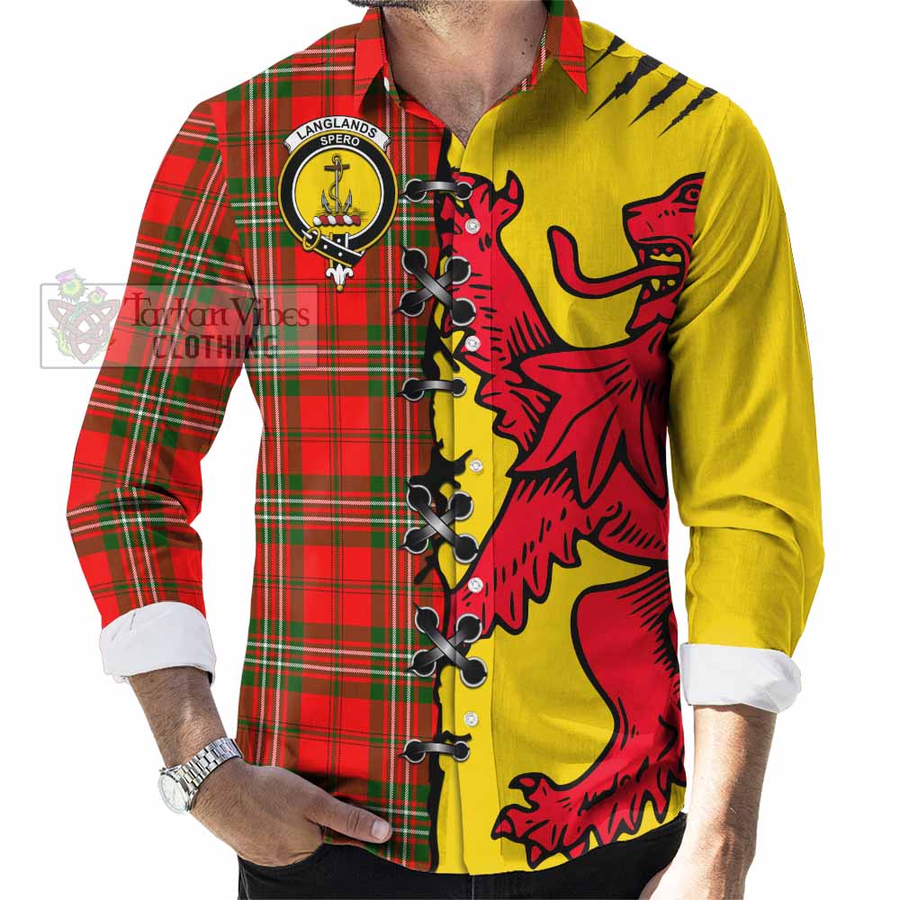 Langlands Tartan Family Crest Long Sleeve Button Shirts Lion Rampant Honor - Tartan Vibes Clothing