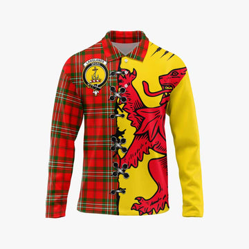 Langlands Tartan Family Crest Long Sleeve Polo Shirt Lion Rampant Honor