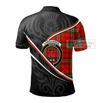 Langlands Tartan Family Crest Polo Shirt Celtic Scottish Thistle Floral