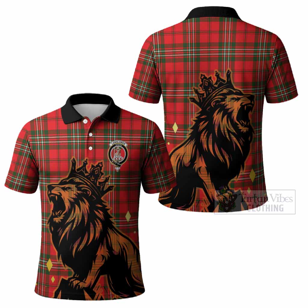Langlands Tartan Family Crest Polo Shirt Crowned Lion Roaring
