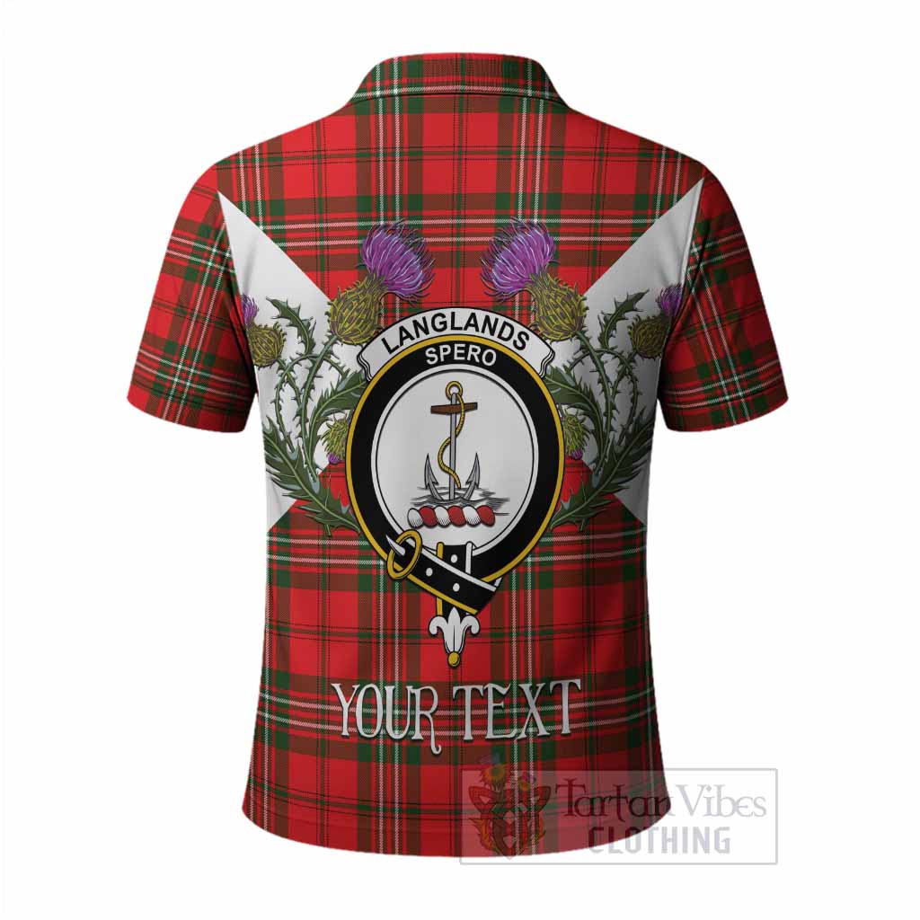 Langlands Tartan Family Crest Polo Shirt Scottish Burns Night Thistle Floral