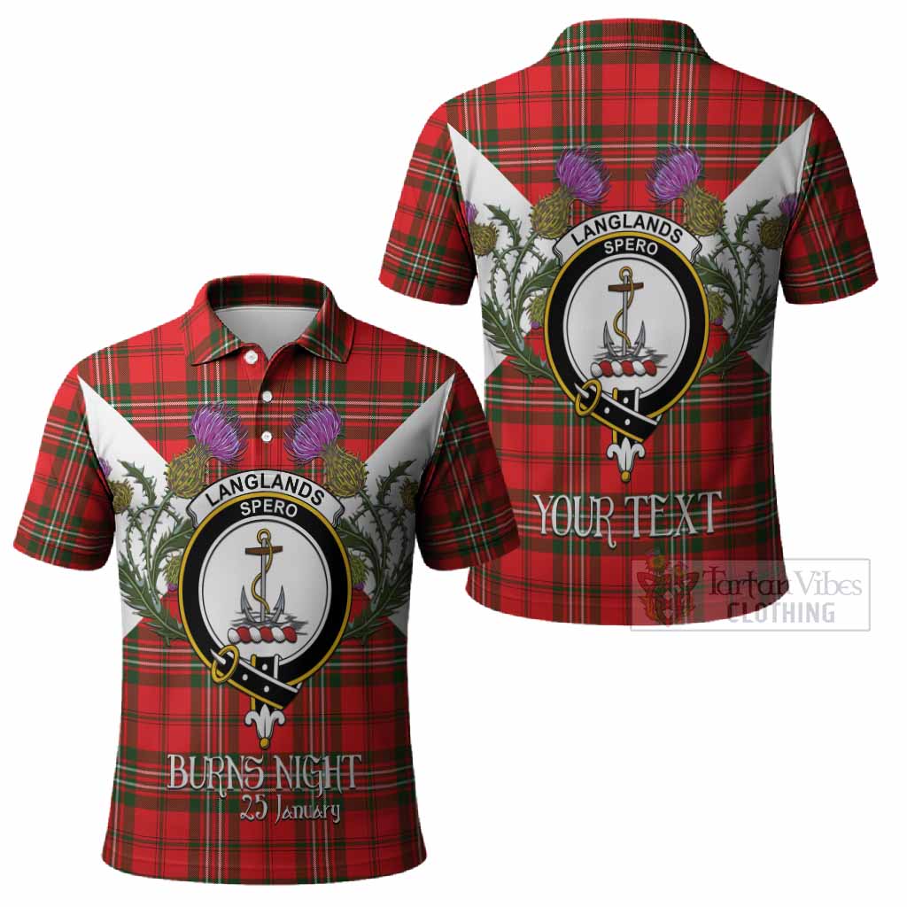 Langlands Tartan Family Crest Polo Shirt Scottish Burns Night Thistle Floral