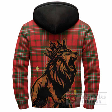 Langlands Tartan Family Crest Sherpa Hoodie Crowned Lion Roaring