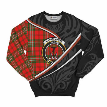 Langlands Tartan Family Crest Sweatshirt Celtic Scottish Thistle Floral