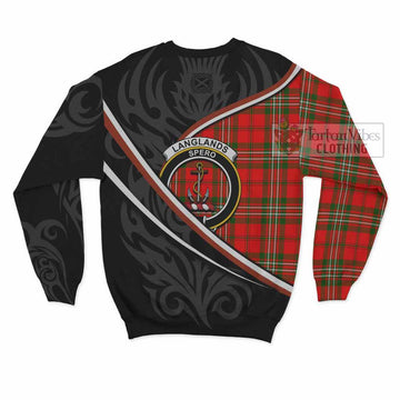 Langlands Tartan Family Crest Sweatshirt Celtic Scottish Thistle Floral