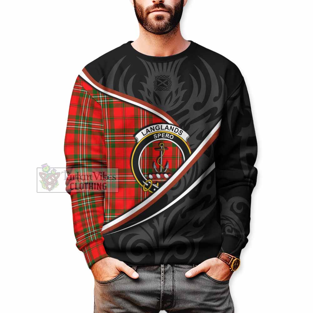 Langlands Tartan Family Crest Sweatshirt Celtic Scottish Thistle Floral - Tartan Vibes Clothing