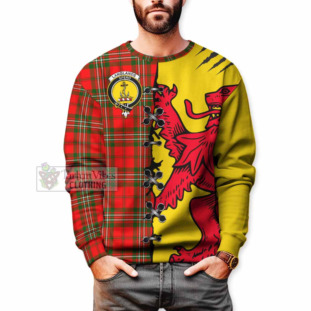 Langlands Tartan Family Crest Sweatshirt Lion Rampant Honor - Tartan Vibes Clothing