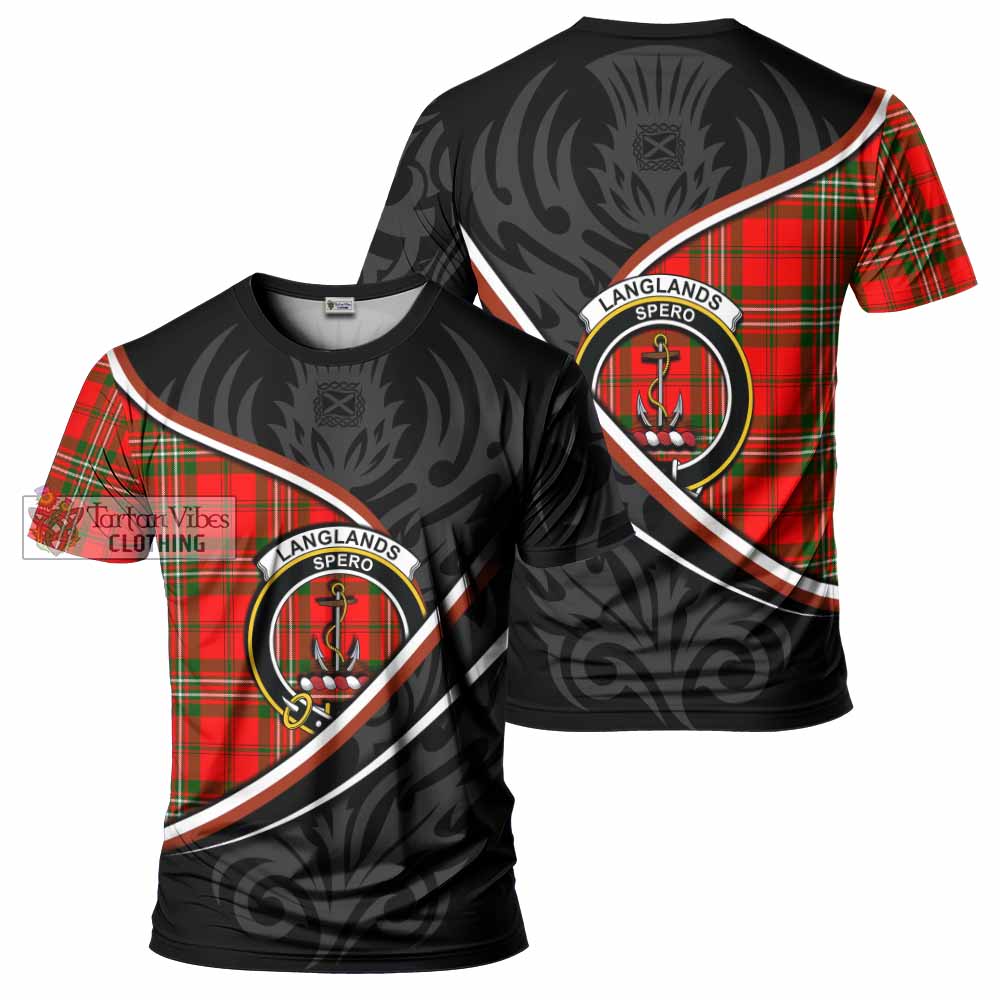 Langlands Tartan Family Crest T-shirt Celtic Scottish Thistle Floral - Tartan Vibes Clothing
