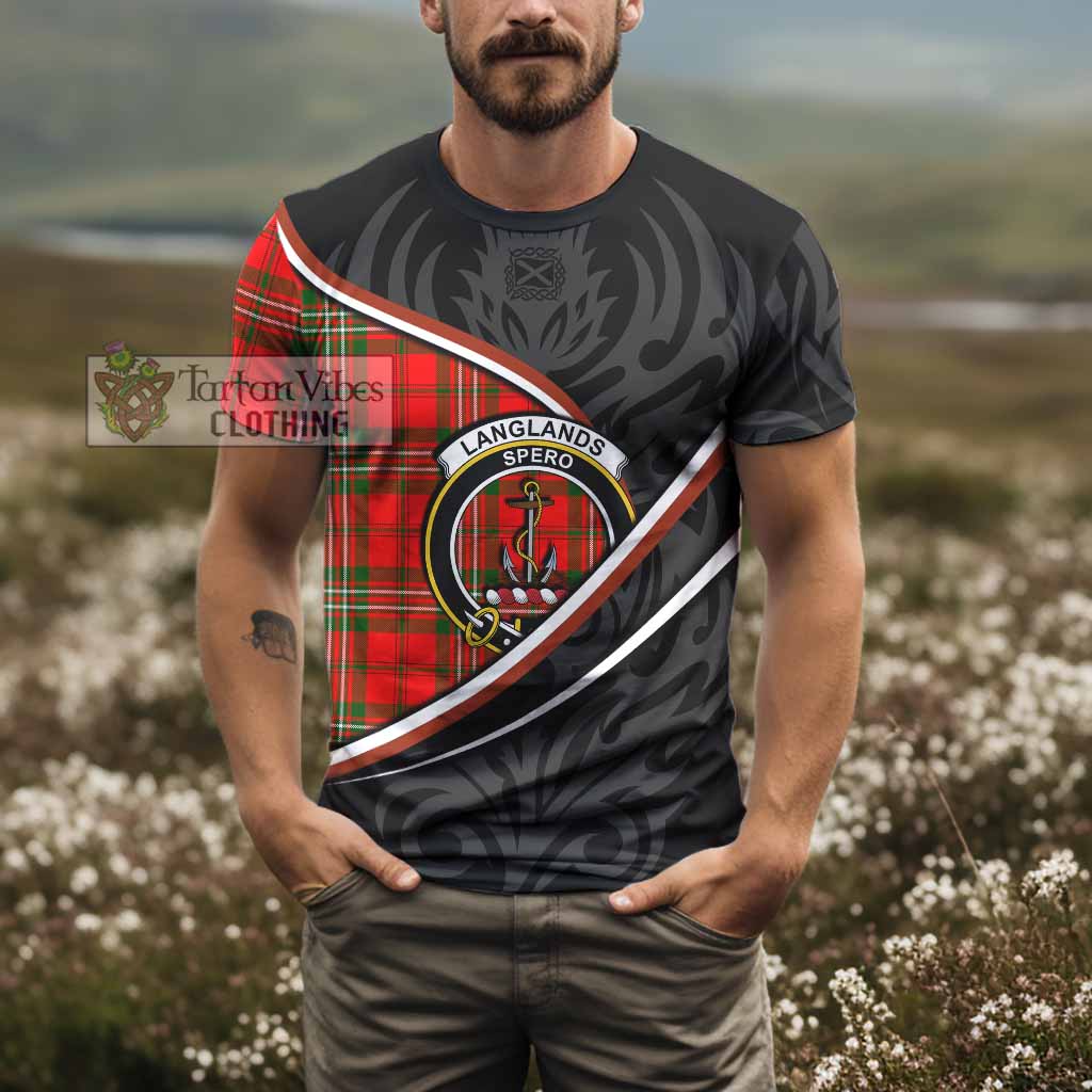 Langlands Tartan Family Crest T-shirt Celtic Scottish Thistle Floral - Tartan Vibes Clothing