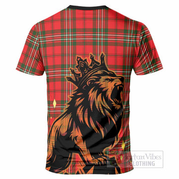 Langlands Tartan Family Crest T-Shirt Crowned Lion Roaring
